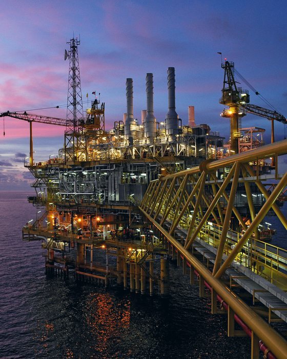 Offshore platform at dusk